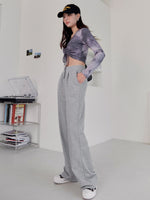Solid Slant Pocket Elastic Waist Sweatpants