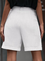 Button Detail Tweed Wide Leg Shorts