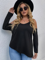 Plus Cold Shoulder Solid Tee
