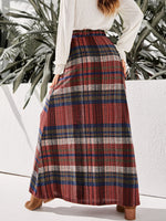 High Waist Plaid Single Breasted Split Hem Knot Front Skirt