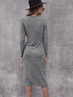 Twist Front Split Hem Fitted Dress
