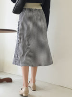 High Waist Gingham Print Skirt