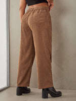 Plus Solid Wide Leg Corduroy Pants