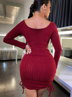 Scoop Neck Cut Out Waist Bodycon Dress