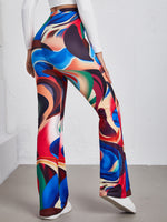 High Waist Allover Print Flare Leg Pants