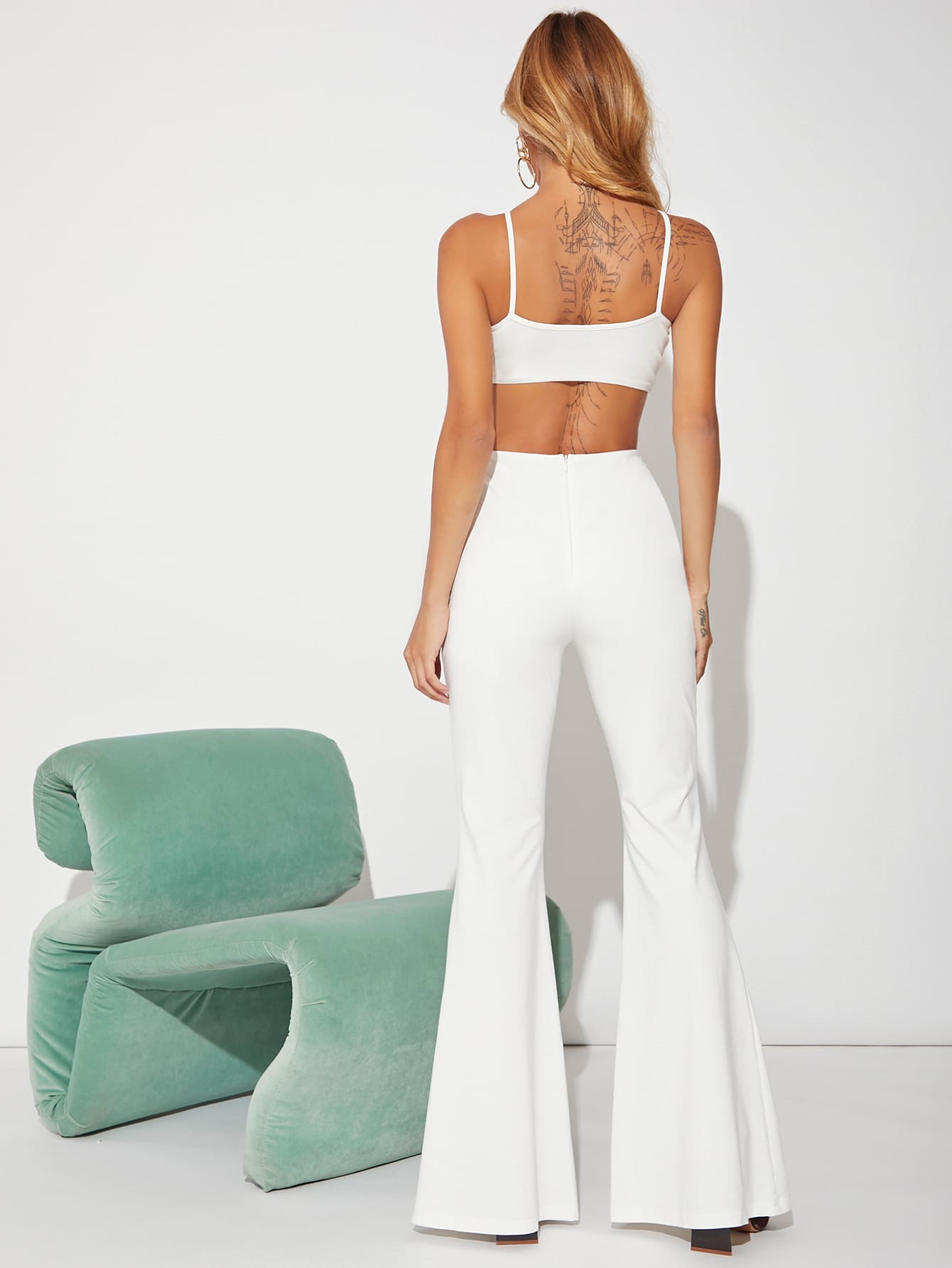 Solid Cut Out Backless Jumpsuit