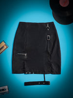 Solid Zipper Grommet Eyelet Skirt