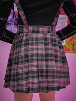 Plaid Pleated Buckle Tape Skirt