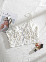 Plus Floral Embroidery Zip Back Cami Top