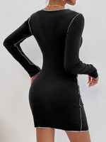 Cut Out Top-stitching Bodycon Dress
