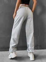 Letter Embroidery Knot Front Pants