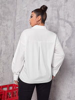 Plus Solid Drop Shoulder Blouse