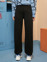 High Waist Patch Detail Thermal Lined Pants