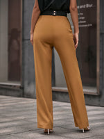 Solid Straight Leg Slant Pocket Pants