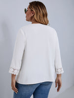 Plus Contrast Guipure Lace Blouse