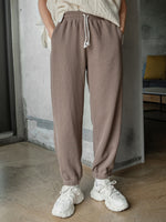 Waffle Knit Drawstring Waist Joggers