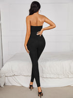 Ribbed Knit Unitard Tube Jumpsuit