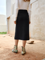 High Waist Ruched Split Thigh Skirt