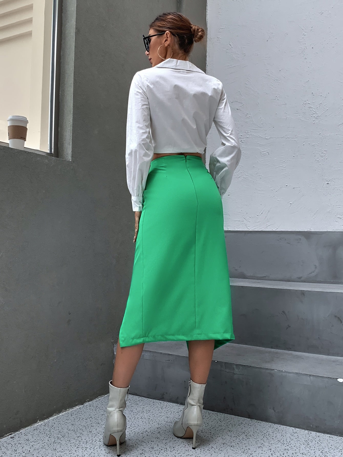 High Waist Wrap Hem Skirt