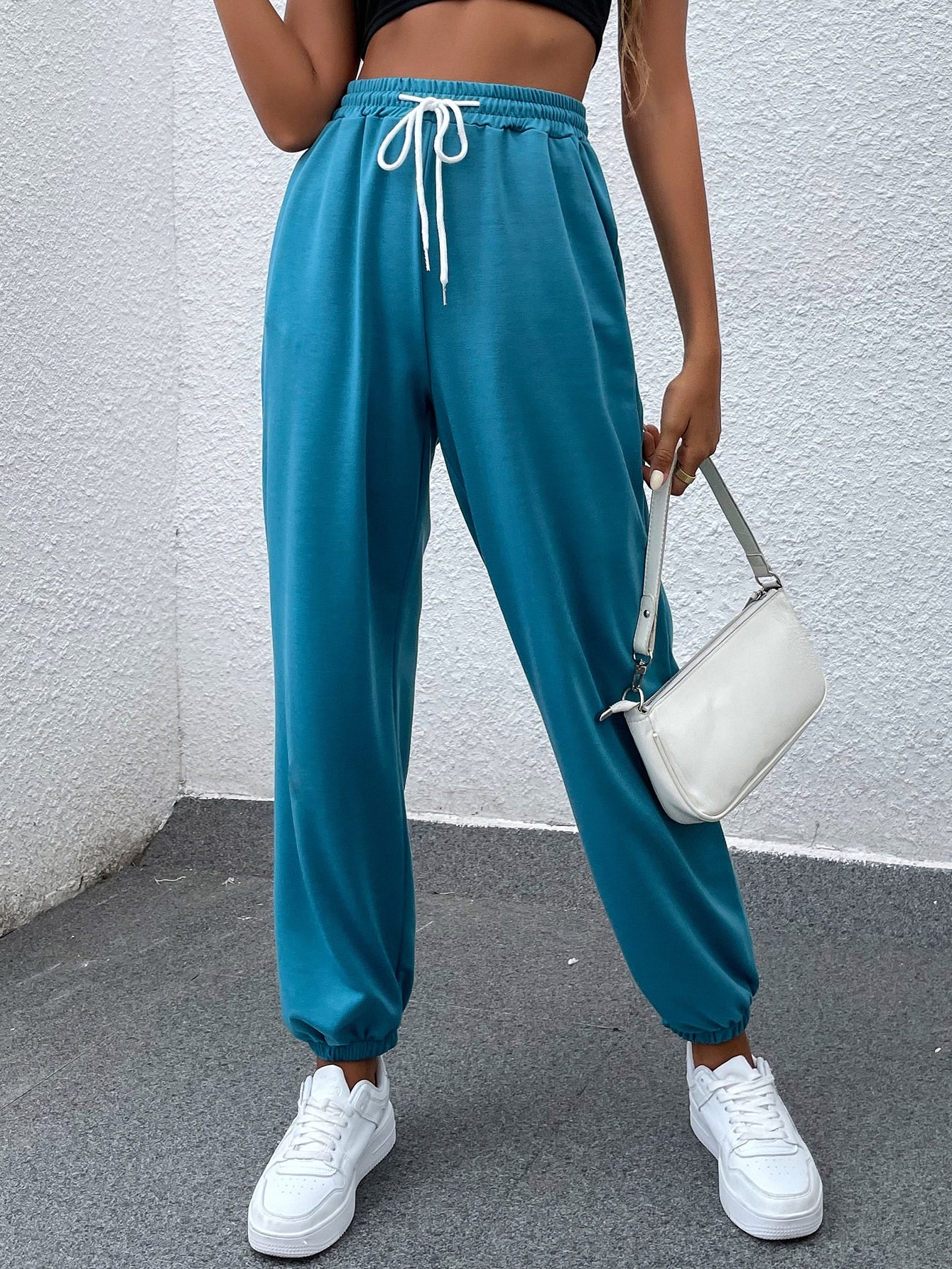 Letter Graphic Back Drawstring Waist Sweatpants