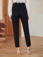 Scallop Trim Seam Detail Tapered Pants