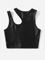 Plus Asymmetrical Neck Crop Tank Top