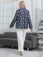 Plus Random Floral Print Notched Neckline Blouse