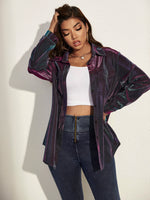 Plus Flap Pocket Metallic Blouse
