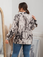 Plus Marble Print Drop Shoulder Blouse
