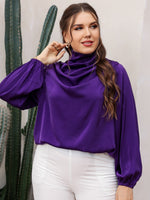 Plus High Neck Satin Blouse