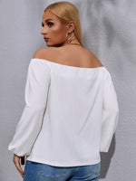 Plus Off Shoulder Lantern Sleeve Blouse