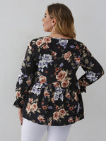 Plus Floral Print Peplum Blouse