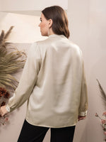 Plus V Neck Satin Blouse