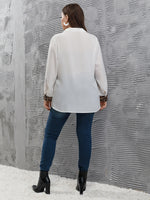 Plus Leopard Print Patched Pocket Blouse