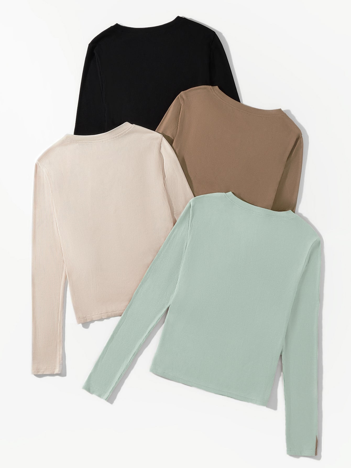 Plus 4pcs Ribbed Knit Tee