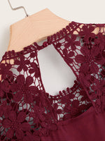 Plus Lace Yoke Solid Top