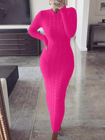 Casual Long Sleeve Crew Neck Plain Maxi Dress
