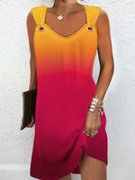 Casual Sleeveless Spaghetti Tie Dye Loose Mini Dress