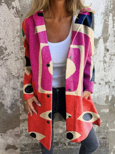 Loose Long Sleeve Abstract Casual Regular Jacket