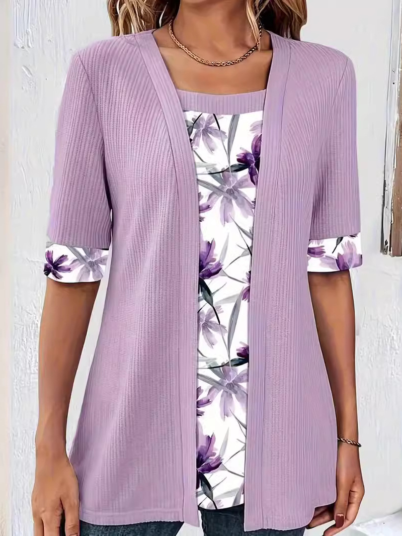 Casual Long Sleeve Square Neck Floral Loose Regular Blouse