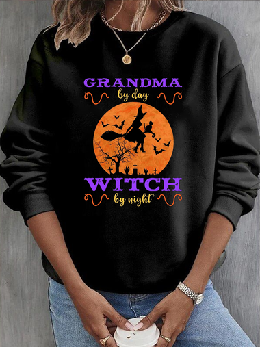 Casual Long Sleeve Crew Neck Text Letters Loose Regular Sweater
