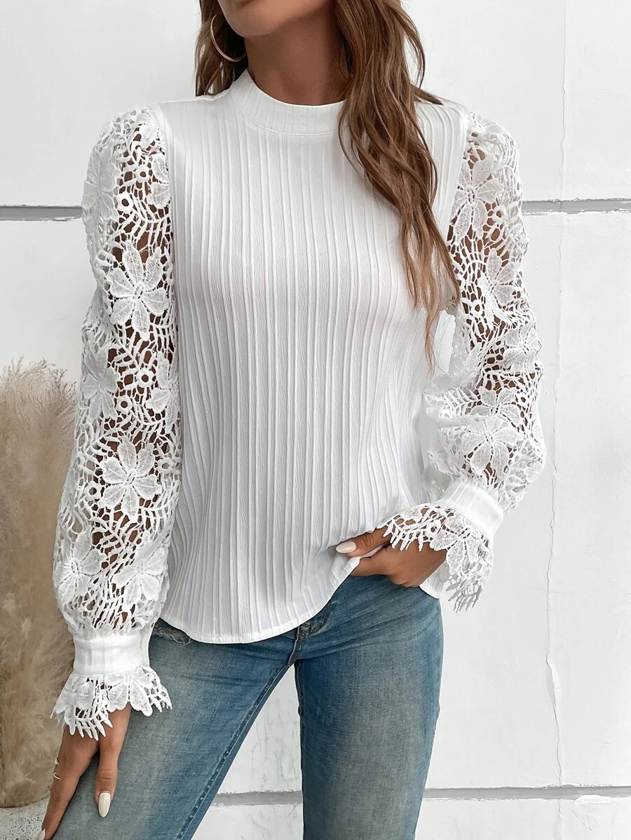 Loose Long Sleeve Stand Collar Plain Casual Regular Blouse