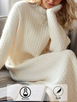 Casual Long Sleeve Crew Neck Plain Loose Maxi Dress