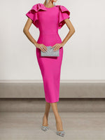 Sexy Short Sleeve Crew Neck Plain Tight Maxi Dress