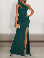 Sexy Sleeveless One Shoulder Plain Tight Maxi Dress