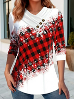 Casual Long Sleeve Turtleneck Christmas Loose Regular Blouse
