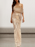 Sexy Sleeveless One Shoulder Plain Tight Maxi Dress