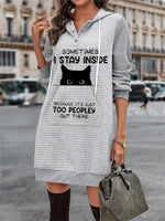Casual Long Sleeve Hoodie Floral Plaid Maxi Dress