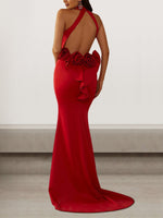 Sexy Long Sleeve Halter Plain Tight Maxi Dress