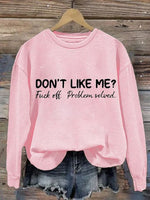 Loose Long Sleeve Crew Neck Letter Pattern Casual Regular Sweater